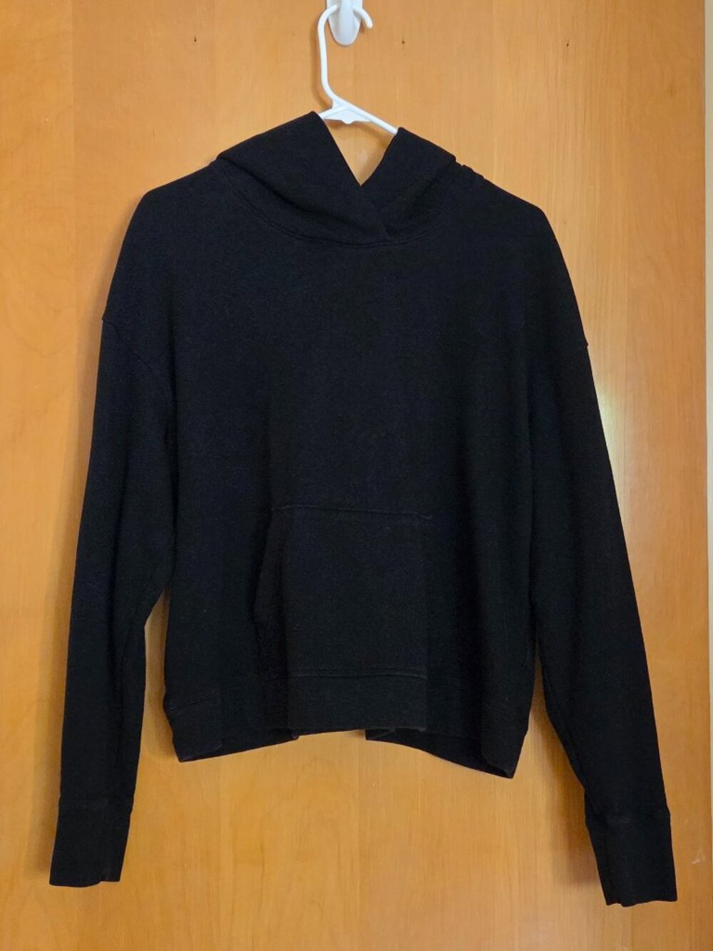 Standard James Perse Pullover Cropped Hoodie Size 3 Large Black Athleisure Gym